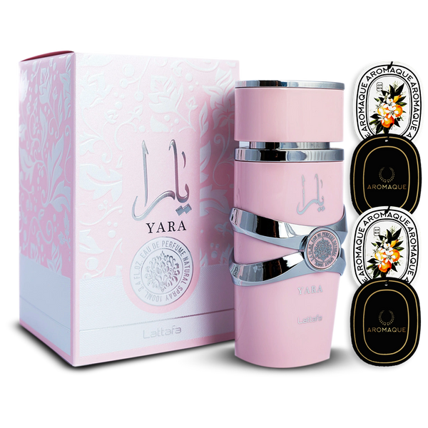 Yara Perfume by Lattafa 100ml EDP for Women with Four Scented Car Freshener Cards Set